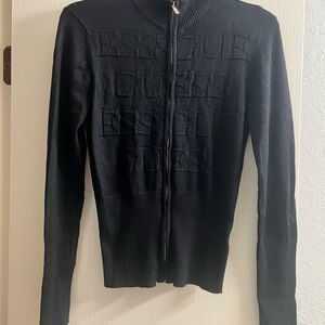Guess Men's Black Zip-Up Sweater